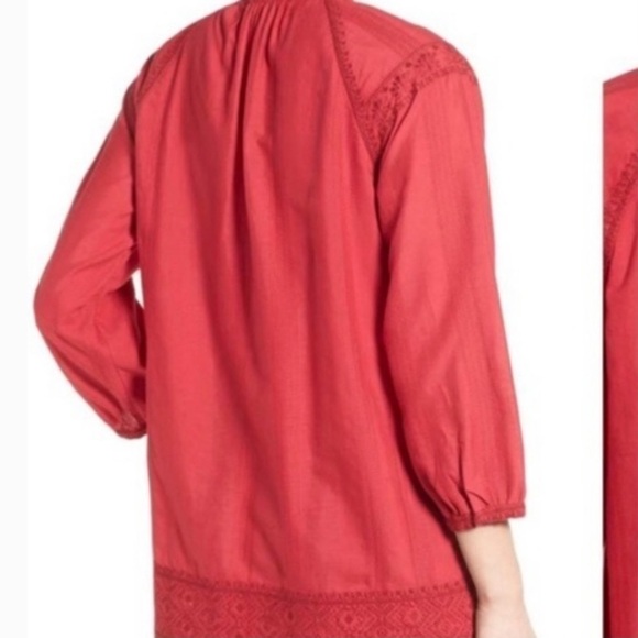 Madewell Red Embroidered Camelia Tassel Top - Picture 2 of 9